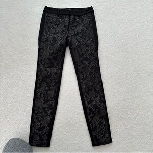 White House Black Market Black Floral Straight Leg Pants
